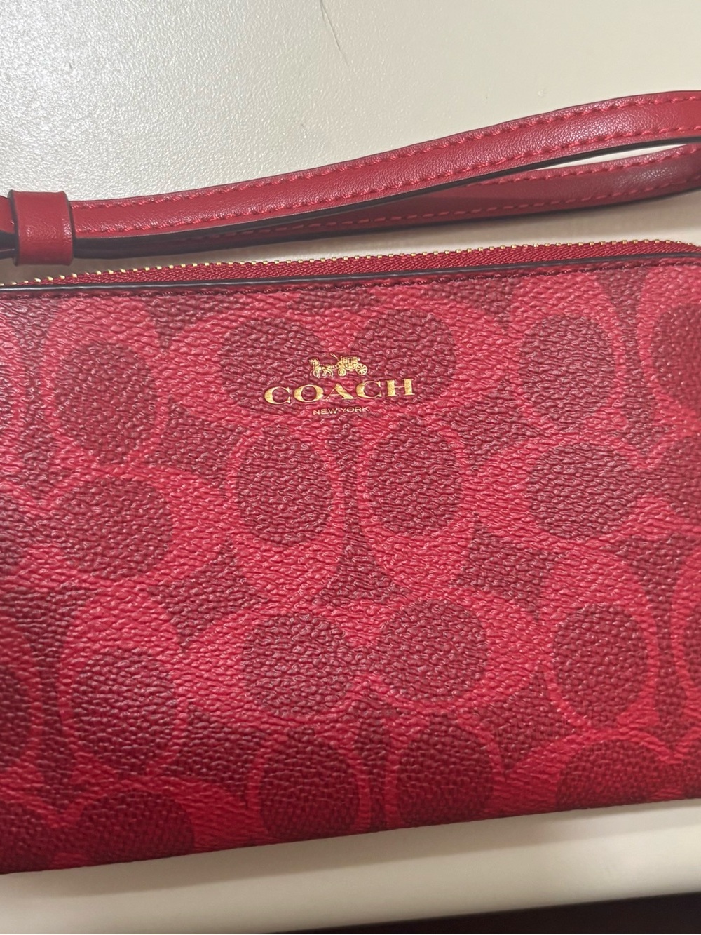 Coach bold red wristlet